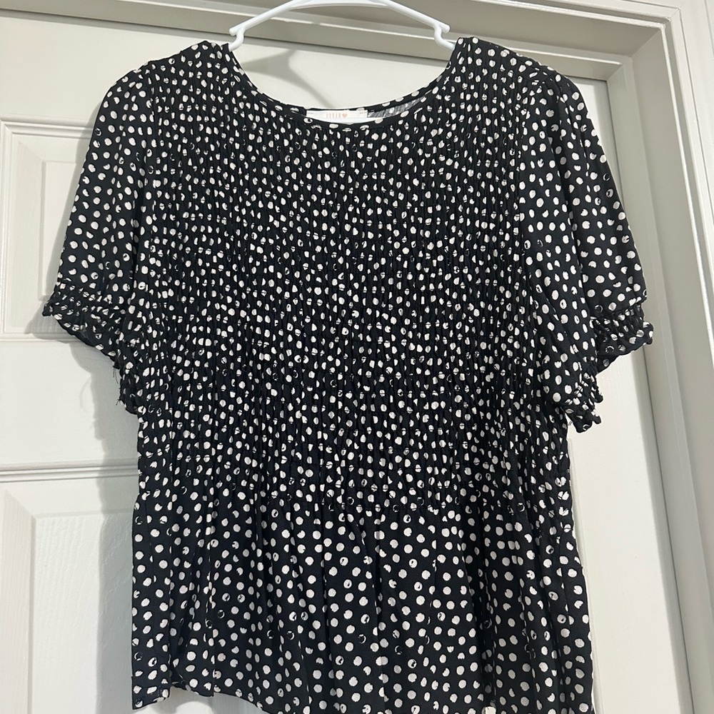 URBAN Romantics Black and White Polka Dot Blouse